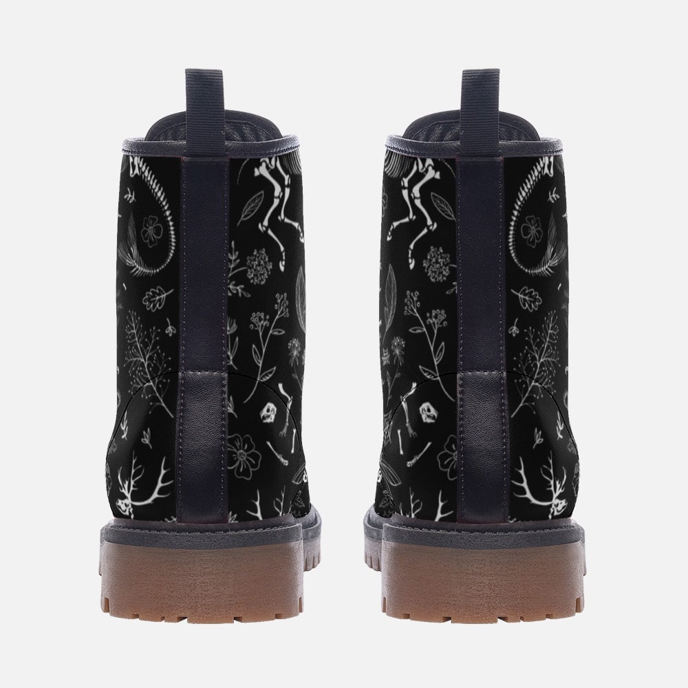 Mystic symbol combat boots, celestial festival lace up shoes, witchy occult printed footwear, astrology inspired alternative fashion boots