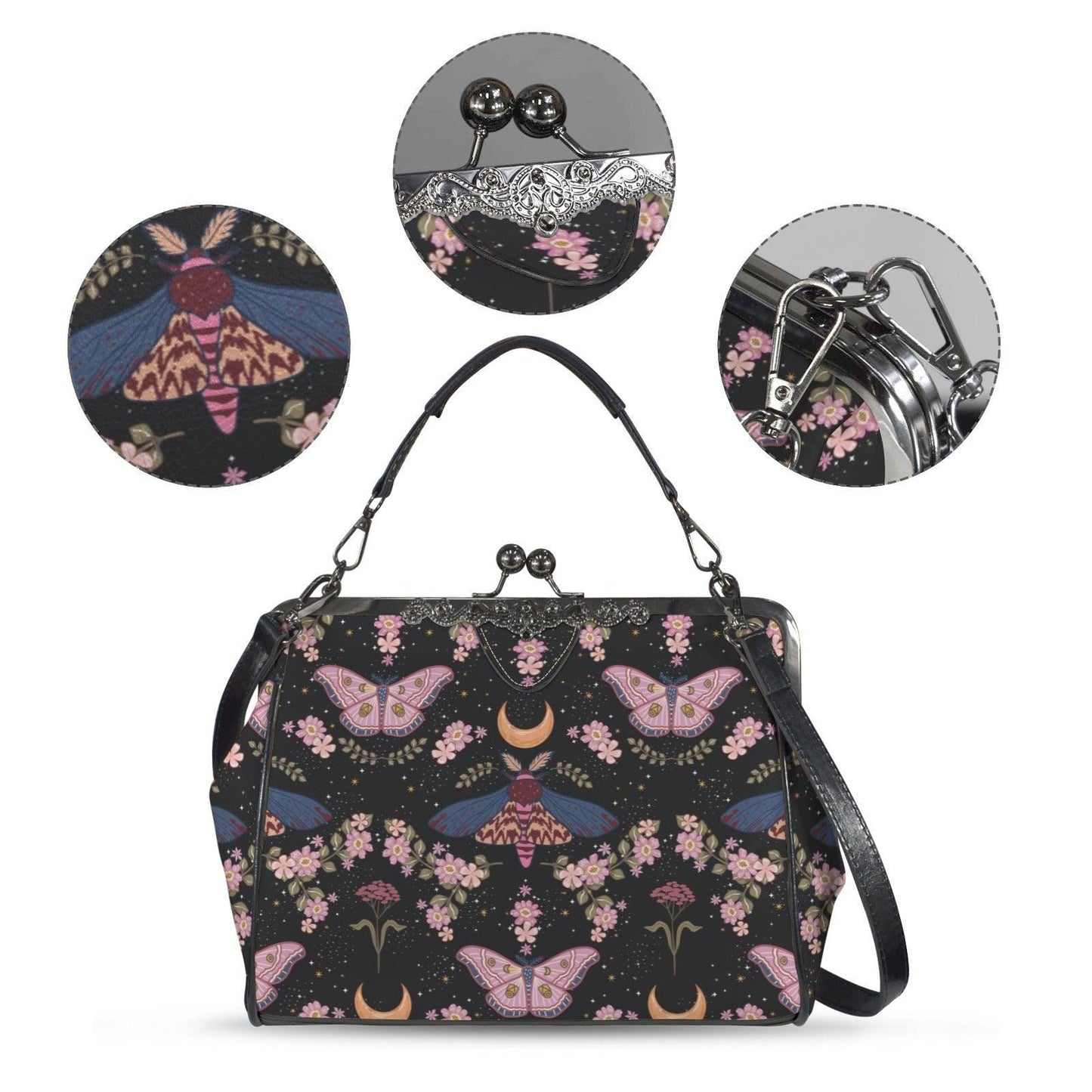 Witchy Moth Purse, Celestial Butterfly Bag, Gothic Insect Clutch, Mystical Crossbody, Moon Phase Satchel, Dark Fairy Handbag, Occult Bag