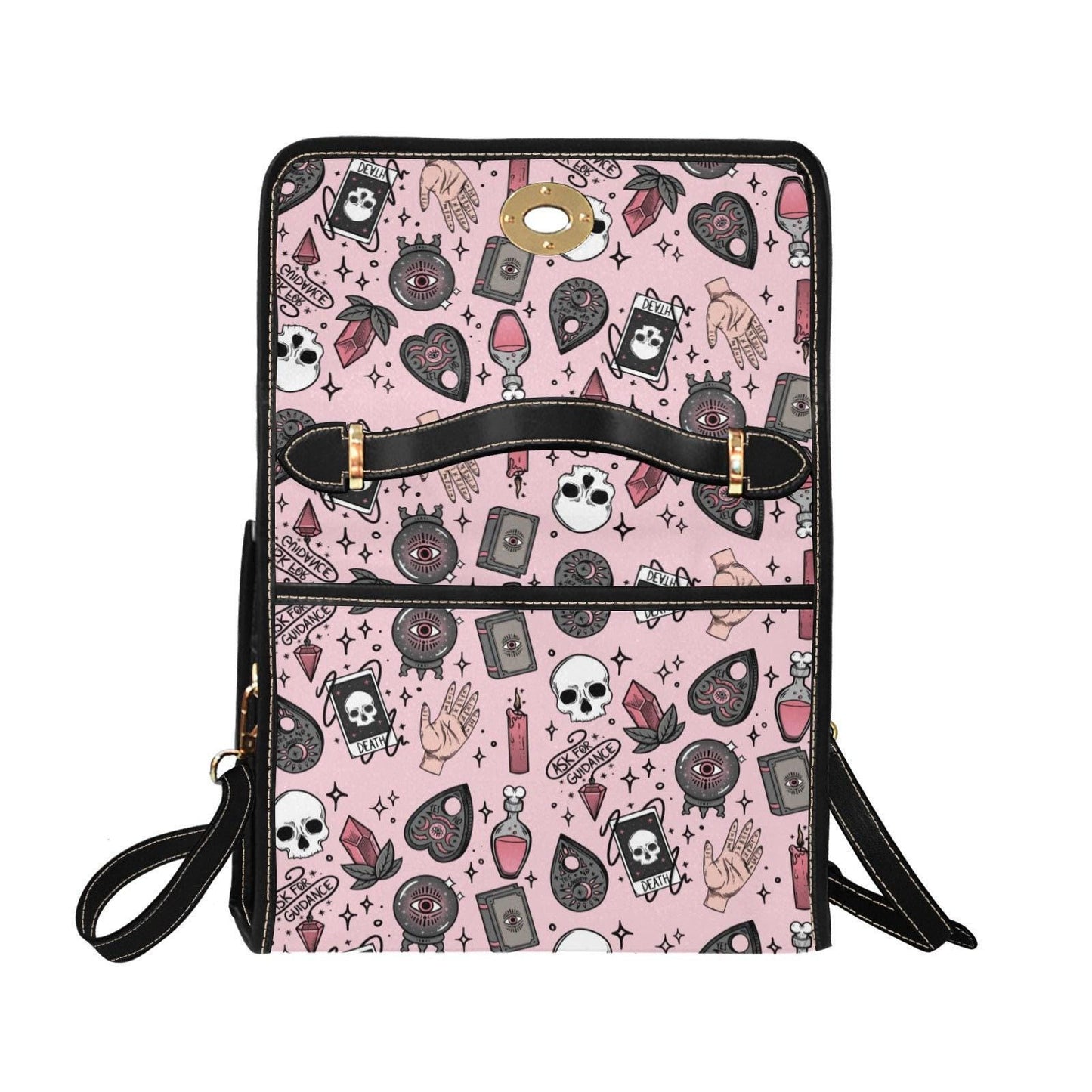 Pink witch purse, spooky pastel handbag, structured kawaii satchel, pink occult crossbody bag, witchcore goth girl purse, cute aesthetic bag