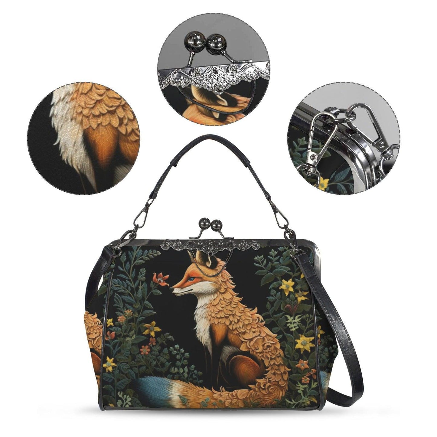 Fox Woodland Purse, Forest Animal Bag, Witchy Nature Clutch, Mystical Fox Crossbody, Woodland Gothic Satchel, Dark Animal,Enchanted Fox Gift