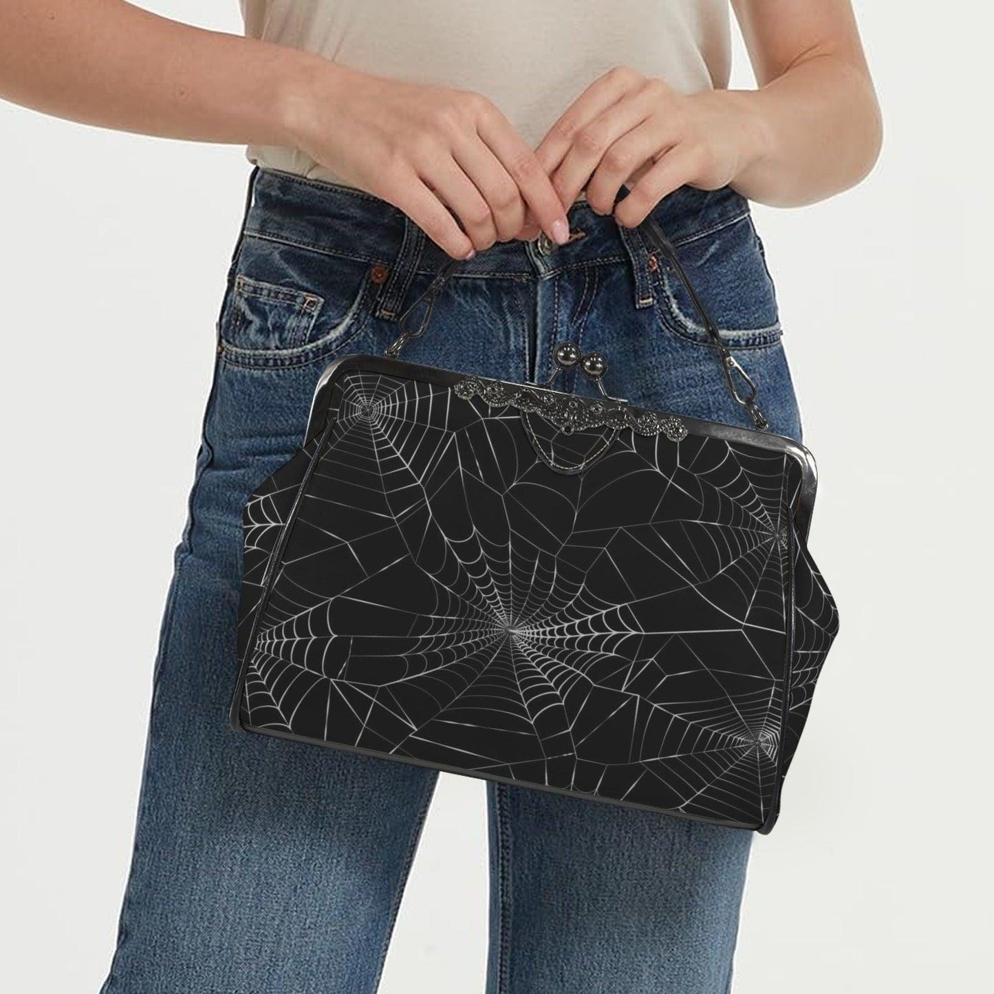 Spiderweb Gothic Bag, Web Purse, Dark Spider Clutch, Halloween Crossbody Satchel, Mystical Gothic Handbag, Occult Spider Bag, Spooky Gift