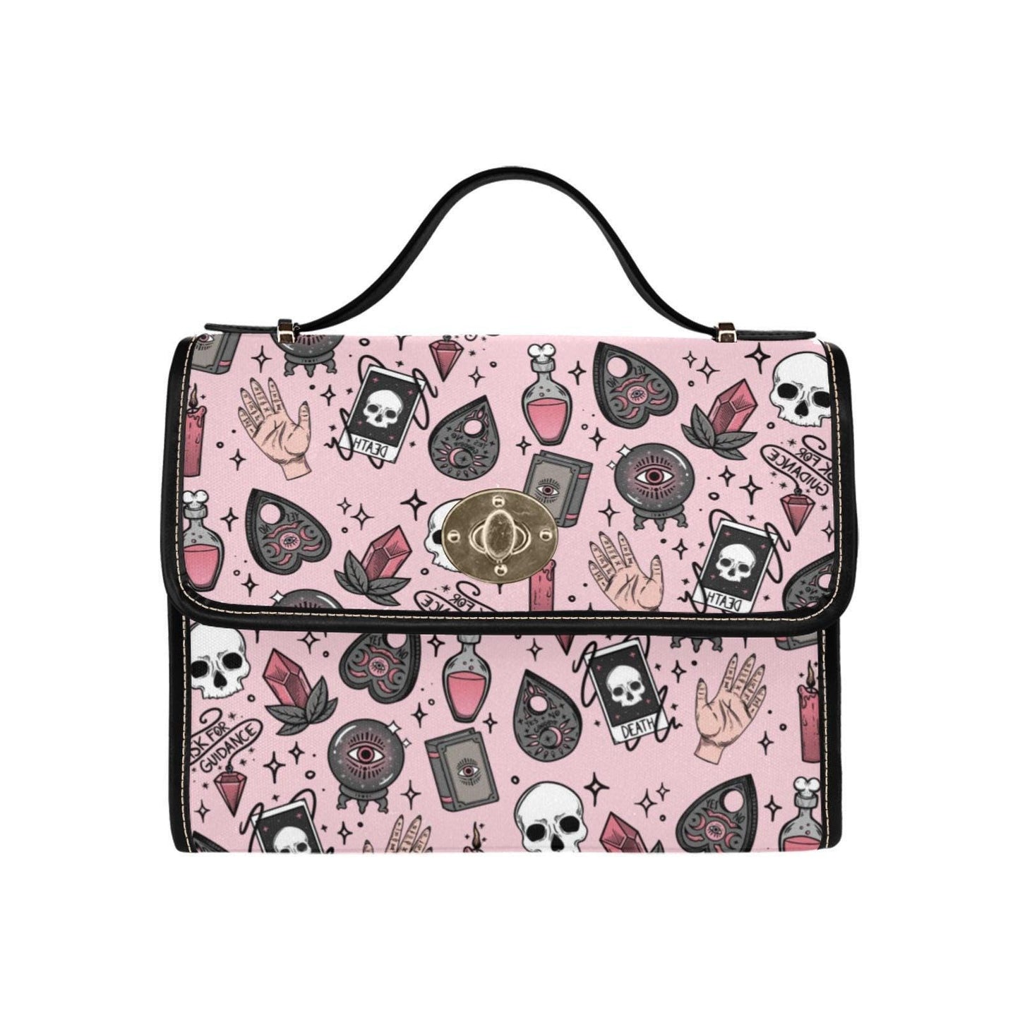 Pink witch purse, spooky pastel handbag, structured kawaii satchel, pink occult crossbody bag, witchcore goth girl purse, cute aesthetic bag