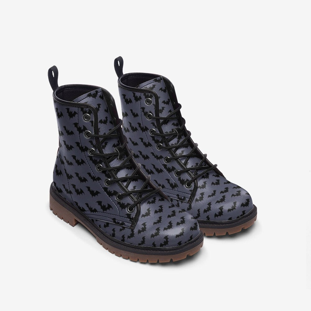 Spooky night shoes, enchanted forest boots, eerie creature footwear, midnight lace up shoes, dark fantasy ankle boots, mystical footwear
