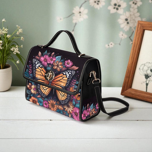 Monarch Butterfly Floral Bag, Colorful Garden Fairycore Purse, Cottagecore Bug Crossbody, Spring Nature Witch Handbag, Bright Whimsical Gift