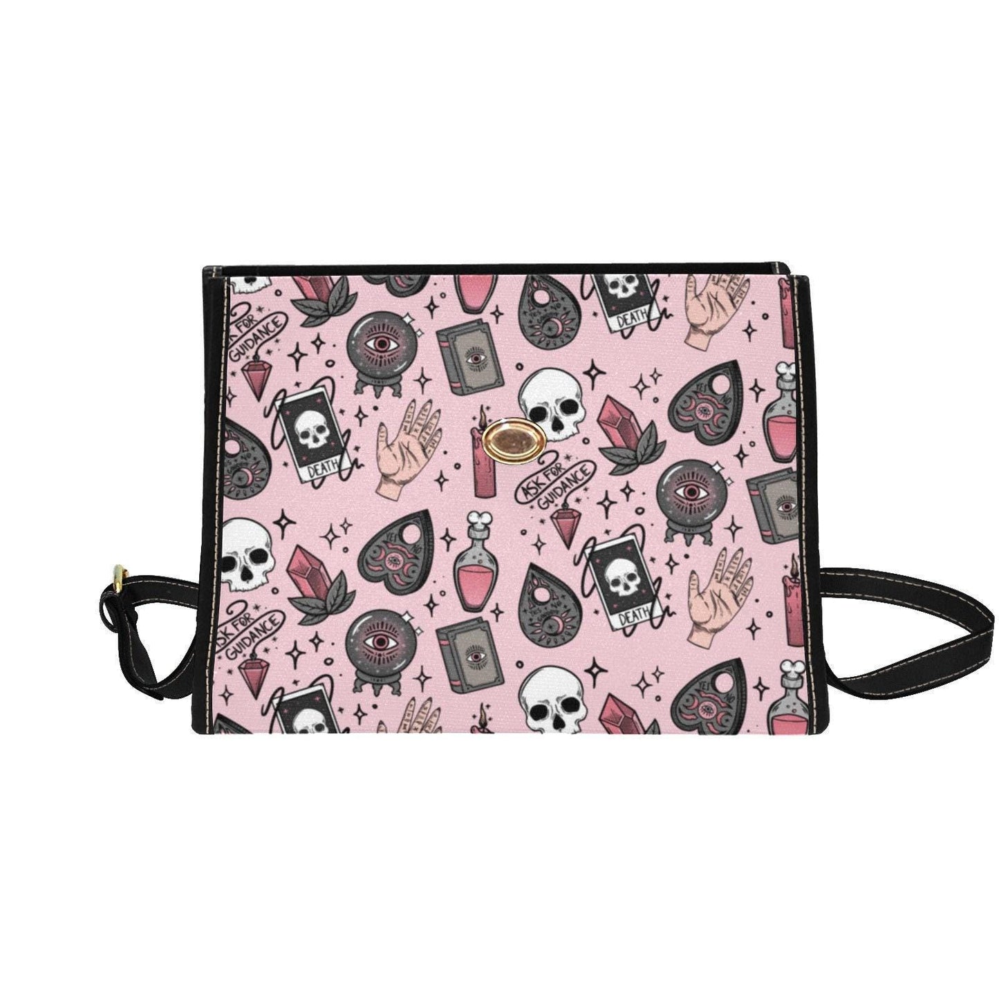Pink witch purse, spooky pastel handbag, structured kawaii satchel, pink occult crossbody bag, witchcore goth girl purse, cute aesthetic bag