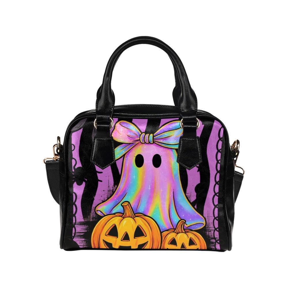 Rainbow pastel ghost bag, kawaii halloween crossbody, spooky cute pumpkin purse, pastel witchy shoulder bag, whimsical ghost accessory