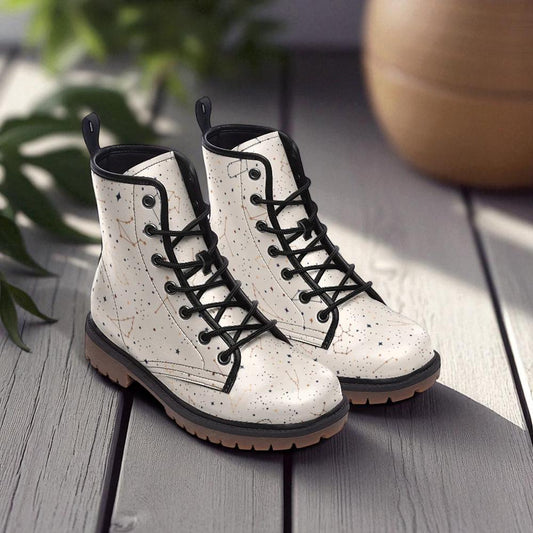 Star map combat boots, constellation lace up shoes, astrology festival boots, lunar eclipse footwear, celestial night sky boots,cosmic shoes