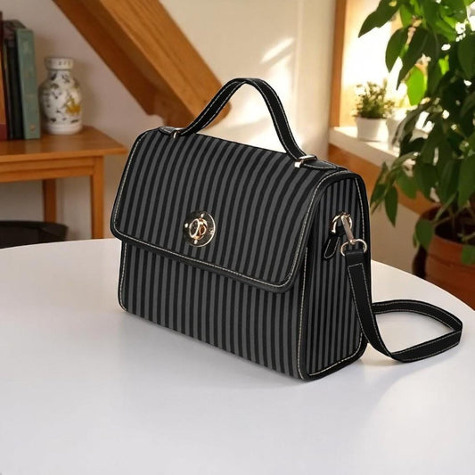 Striped Crossbody Shoulder Bag, Black Goth Bag, Gothic Moth Bag, Deaths Head Hawk Moth Bag, Victorian Shoulder Bag, Witchy Crossbody Bag