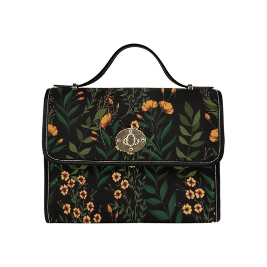 Botanical floral shoulder bag, herbal witch canvas purse, cottagecore garden crossbody satchel, soft plant aesthetic nature girl gift idea