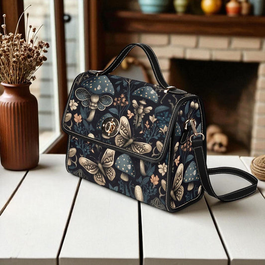 Mushroom Fairy Bag, Butterfly Forest Purse, Gothic Cottagecore Bag, Enchanted Mushroom Print, Fairycore Crossbody, Woodland Aesthetic Gift