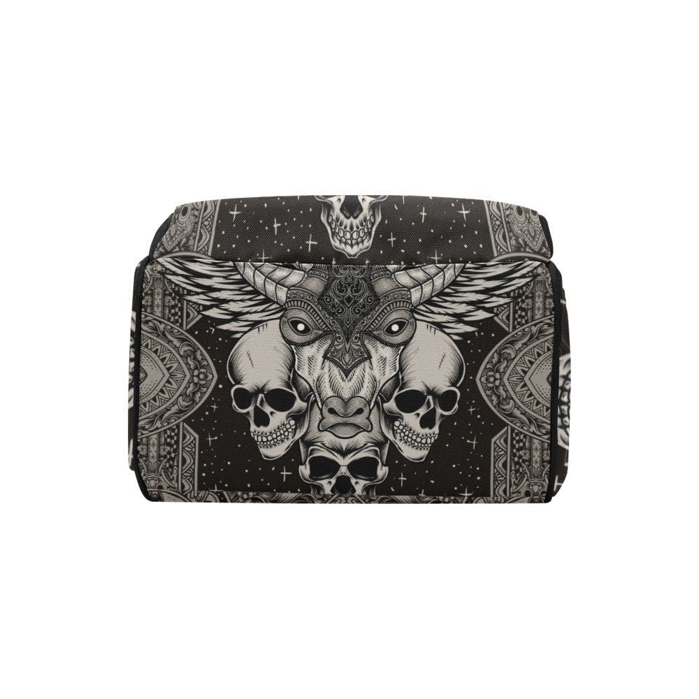 Occult Skull Backpack Bag, Gothic Diaper Organizer,Witchy Mom Gear, Spooky Mom Baby Bag, Alternative Gift Idea,Mystical Parenting Essentials
