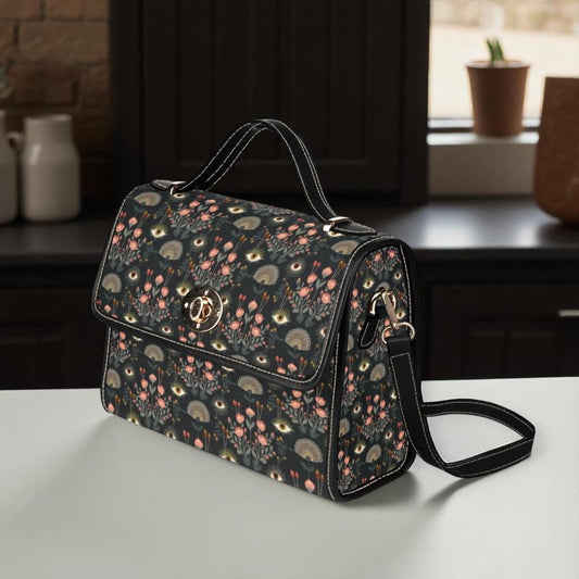 Mystic Eye Floral Bag, Witchy Satchel with Tulip Print, Spiritual All Seeing Eye Purse, Boho Occult Handbag, Esoteric Alt Girl Gift