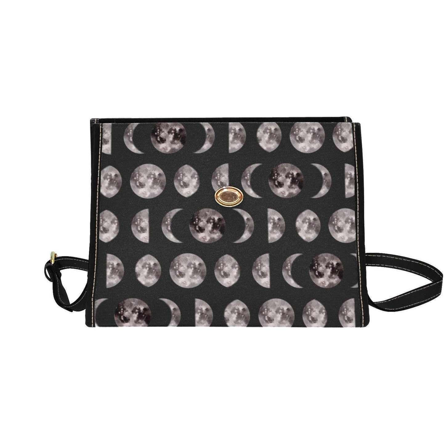 Moon Phases Print Bag, Celestial Handbag for Witches, Gothic Lunar Satchel, Astrology Aesthetic Purse, Dark Academia Moon Phase Crossbody