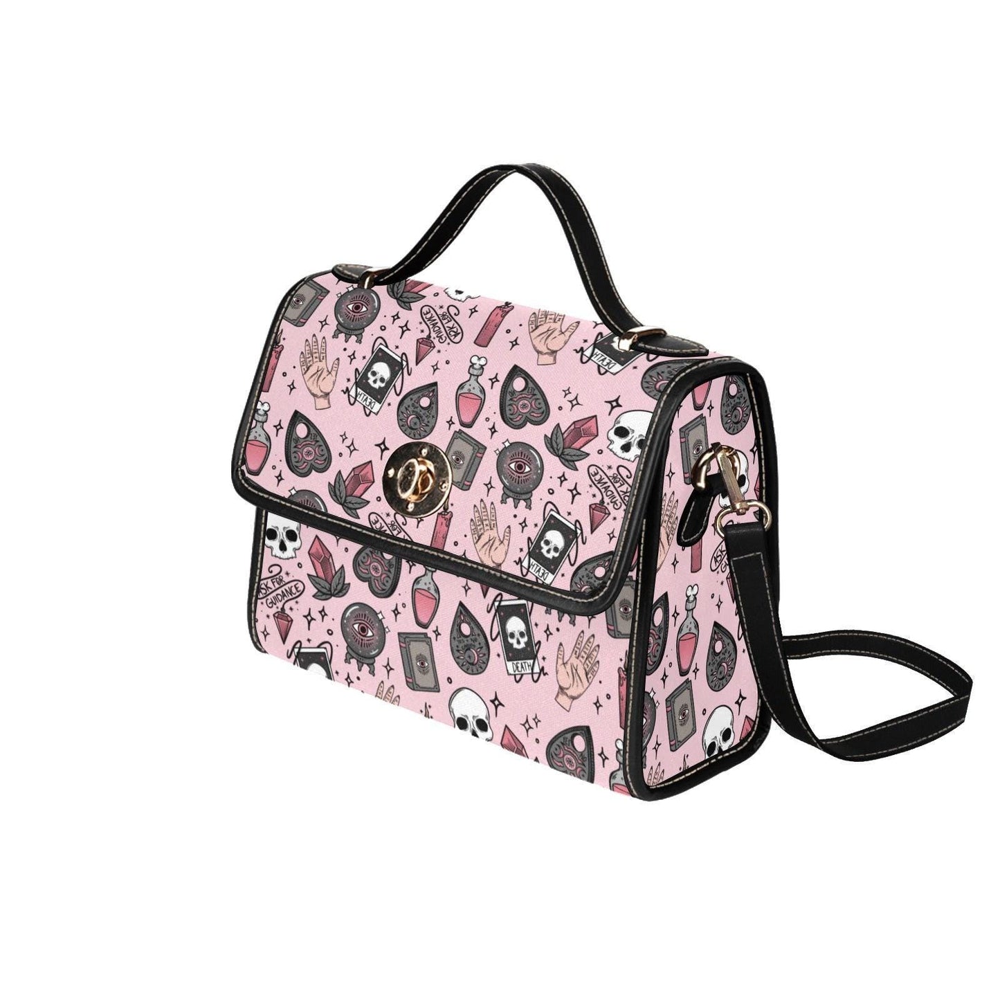 Pink witch purse, spooky pastel handbag, structured kawaii satchel, pink occult crossbody bag, witchcore goth girl purse, cute aesthetic bag