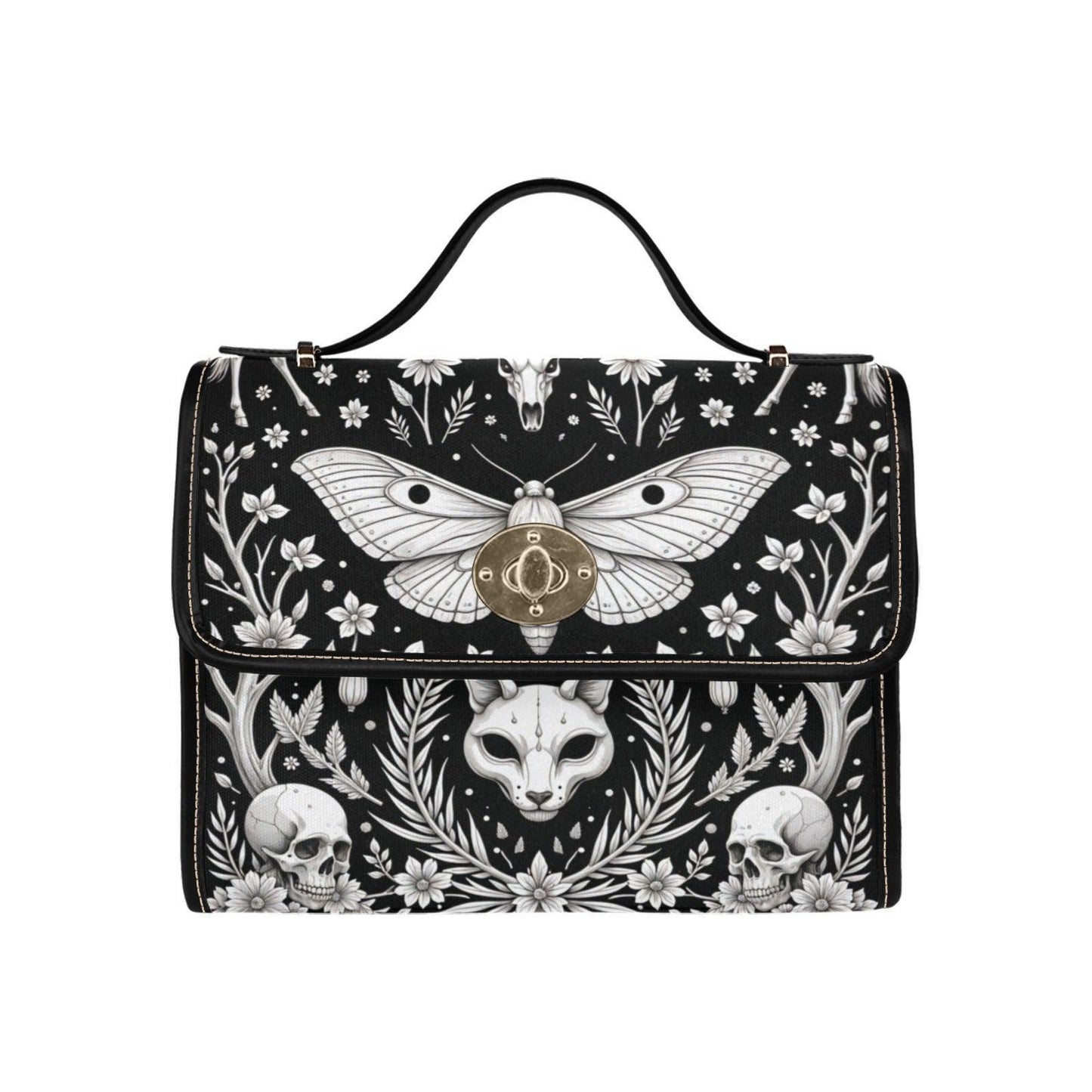 Goth Moth Familiar Purse, Occult Animal Spirit Bag, Witchcore Skull Print Crossbody, Dark Forest Magic Handbag, Spooky Goth Gift Idea