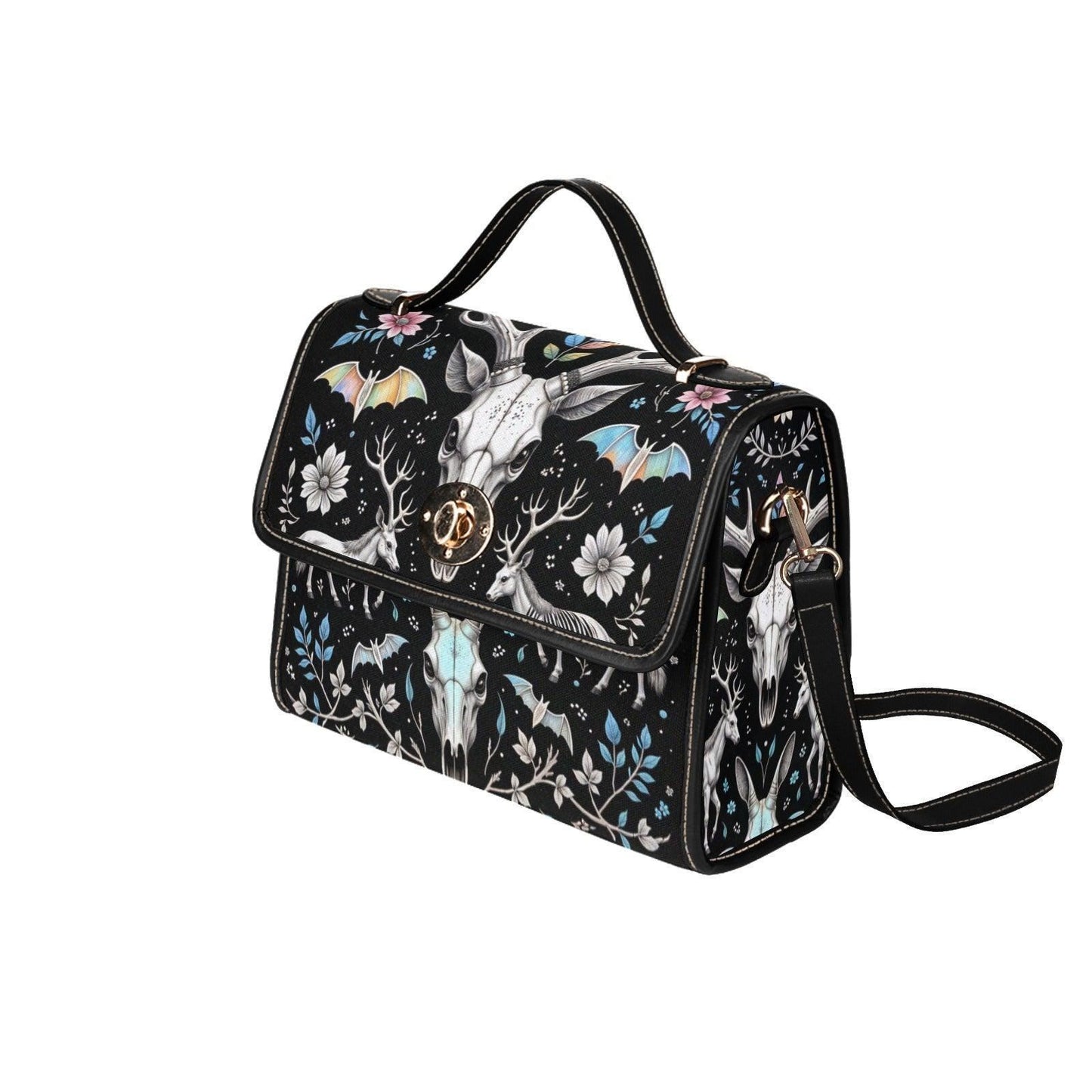 Botanical Skull Vine Purse, Gothic Moon Garden Crossbody, Witchcore Floral Spirit Bag, Occult Nature Print Handbag, Dark Forest Gift Idea