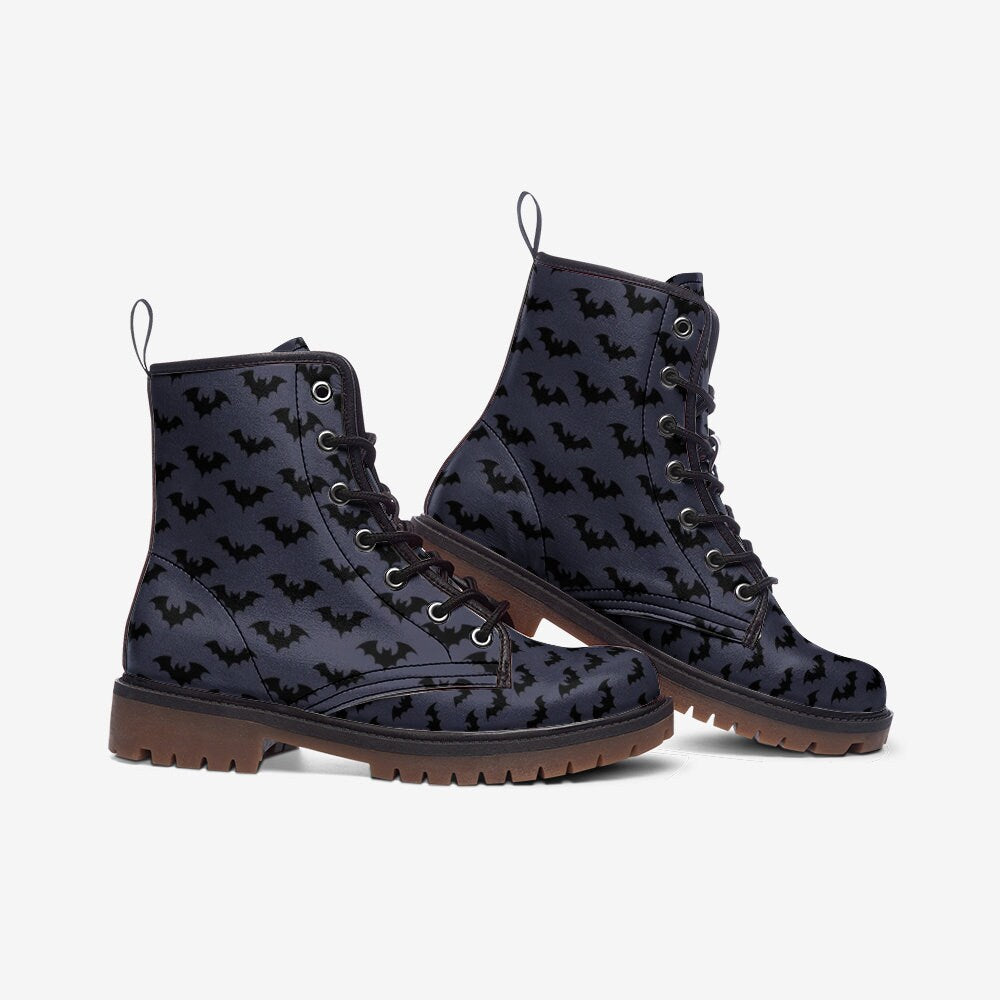 Spooky night shoes, enchanted forest boots, eerie creature footwear, midnight lace up shoes, dark fantasy ankle boots, mystical footwear