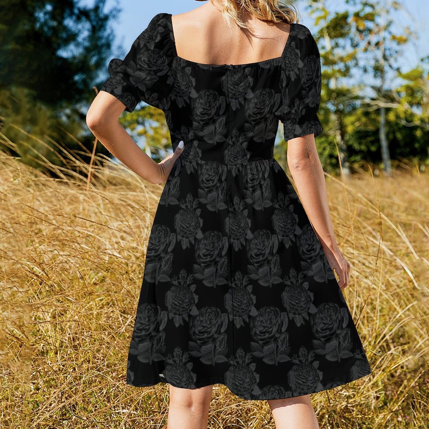 Dress Sweetheart Neck Puff Sleeve Mini Dress