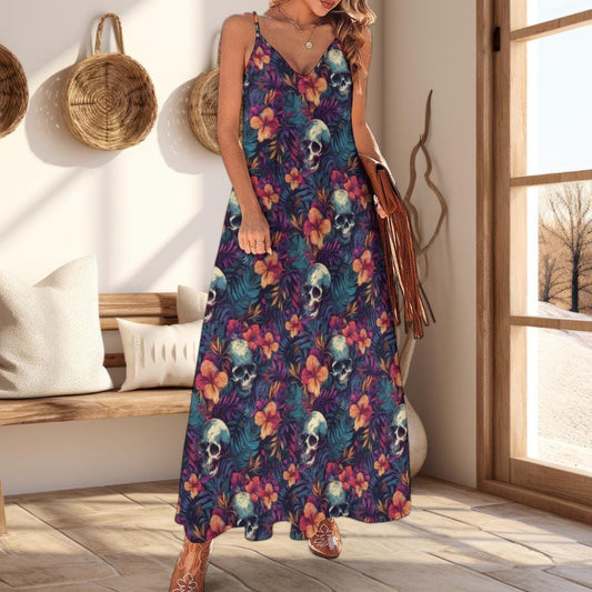 Gothic Maxi Dress, Spooky Dress, Long Gothic Dress, Witchy Goth Summer Dress, Whimsigoth Ankle Length Dress, Goth Girl Summer Dress Gifts