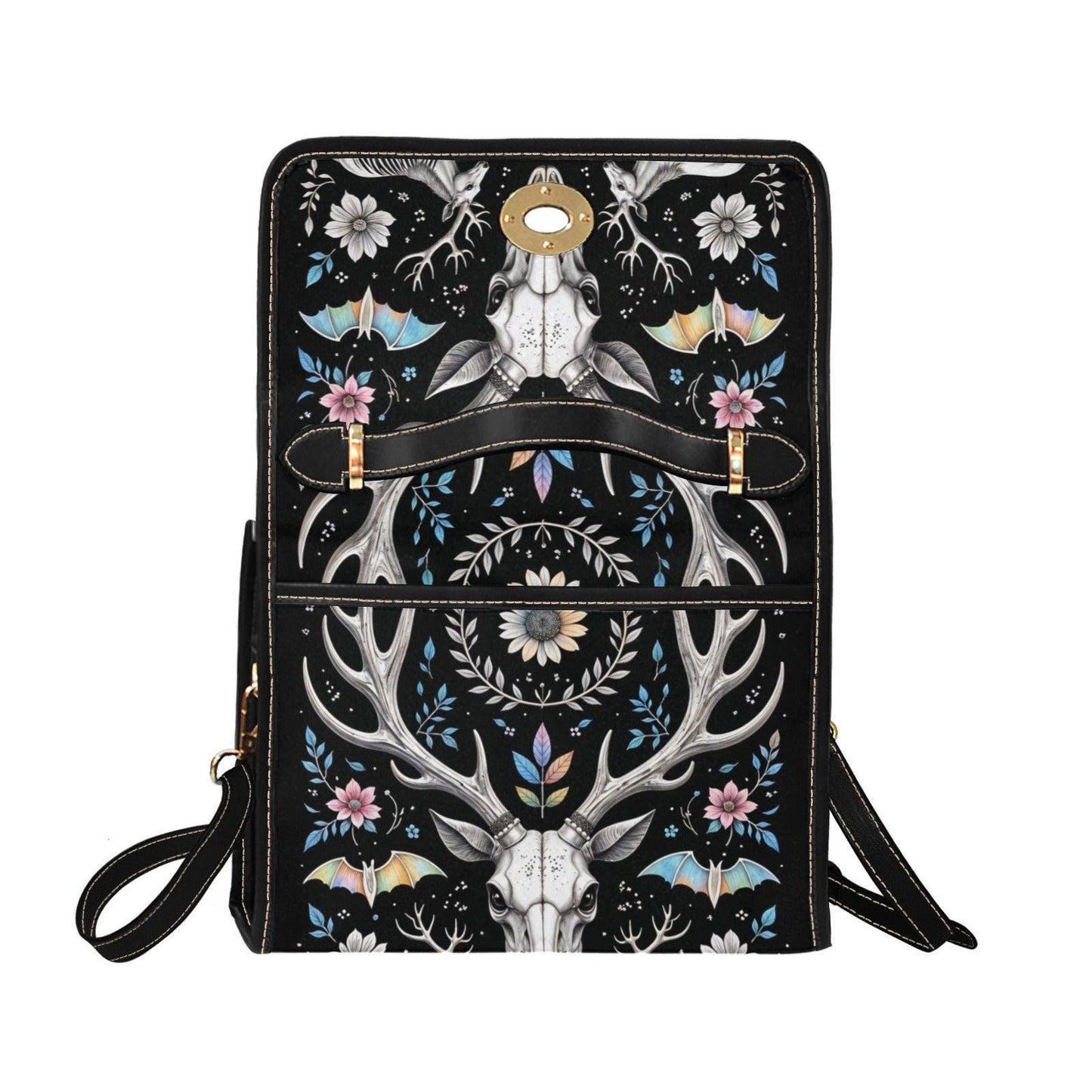 Botanical Skull Vine Purse, Gothic Moon Garden Crossbody, Witchcore Floral Spirit Bag, Occult Nature Print Handbag, Dark Forest Gift Idea