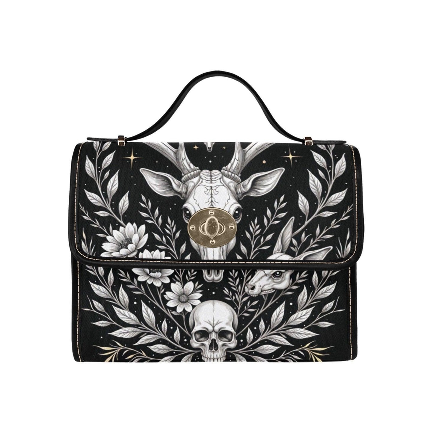 Gothic Deer Skull Purse, Dark Witchcore Forest Bag, Occult Woodland Animal Crossbody, Spooky Pagan Spirit Handbag, Gothic Nature Gift