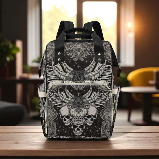 Occult Skull Backpack Bag, Gothic Diaper Organizer,Witchy Mom Gear, Spooky Mom Baby Bag, Alternative Gift Idea,Mystical Parenting Essentials