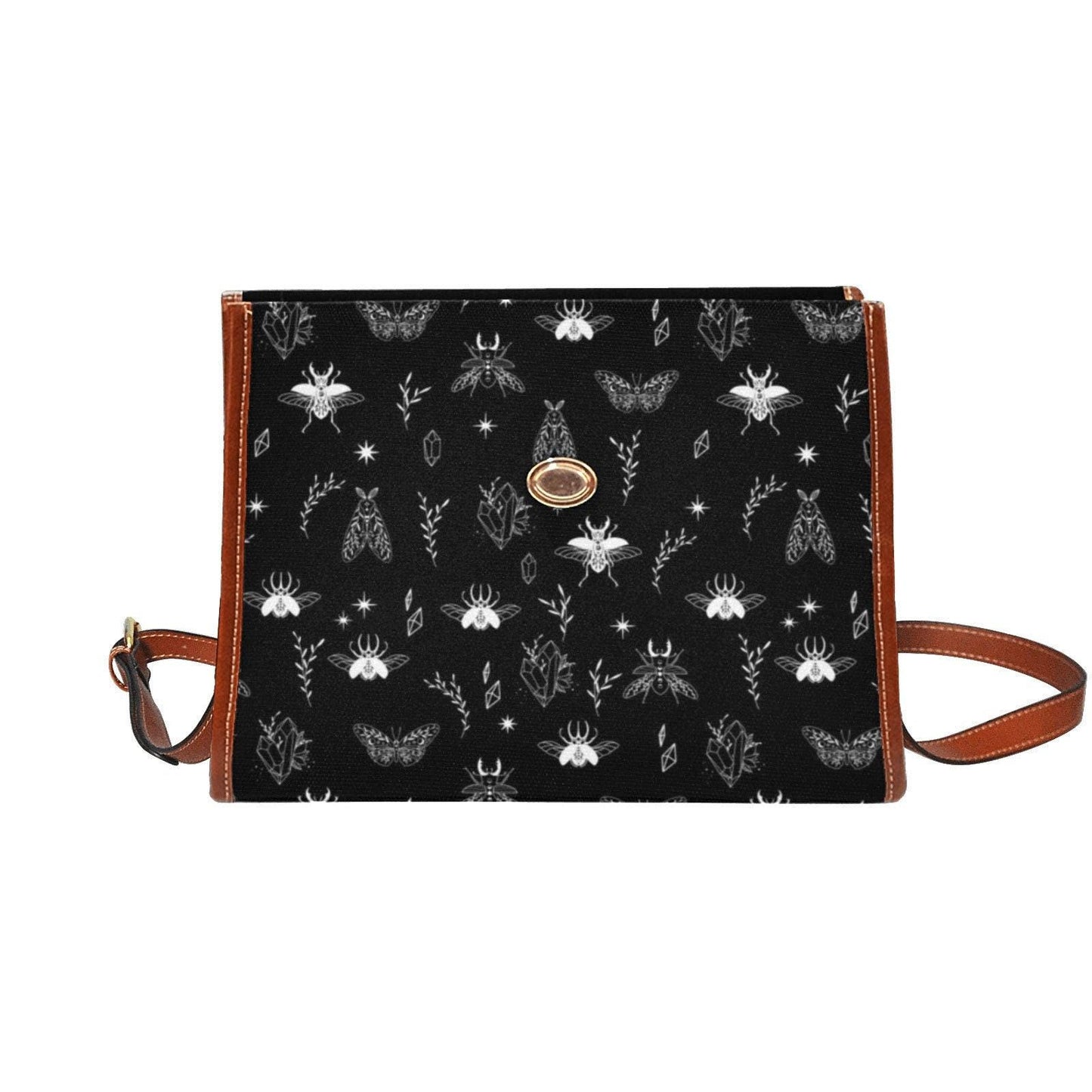 Moth and Beetle Print, Celestial Goth Purse, Dark Forest Insect Pattern, Witchy Bug Aesthetic Bag, Mystical Night Crossbody,Occult Gift Idea