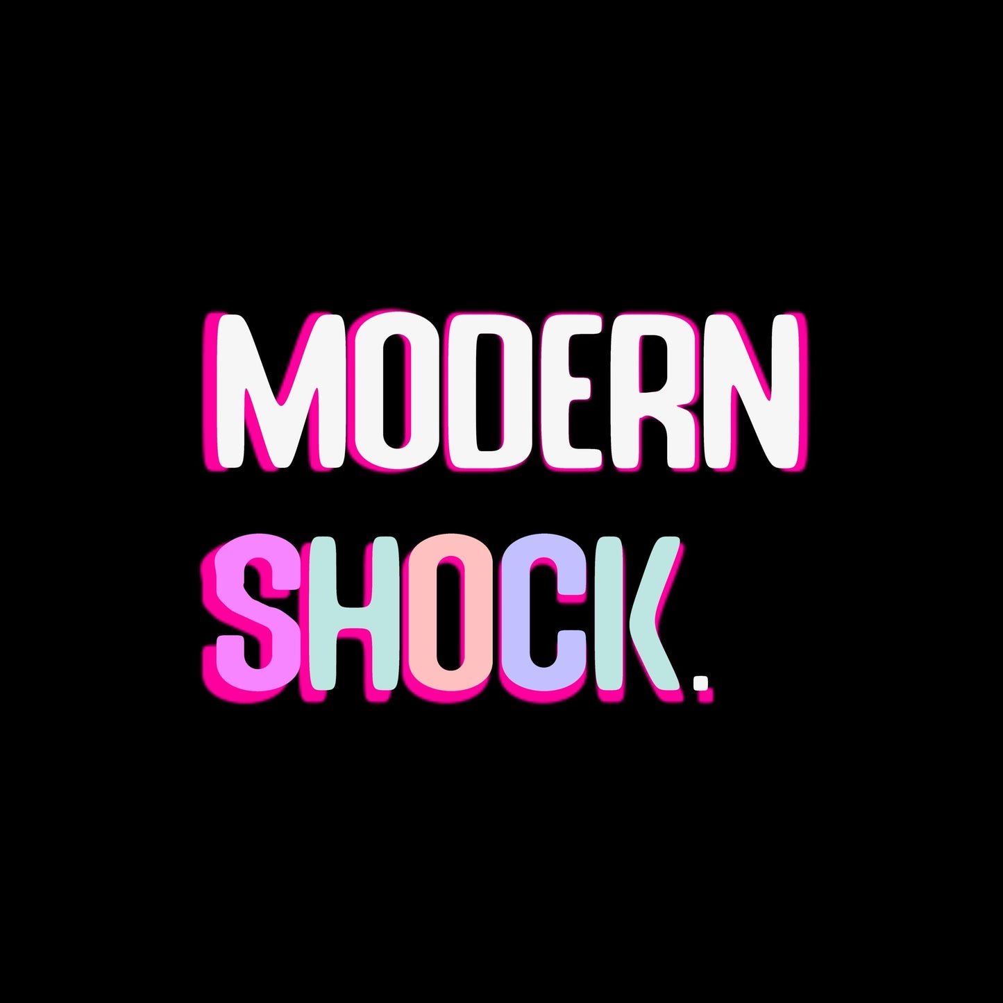 the text "MODERN SHOCK" in a stylized font against a black background.