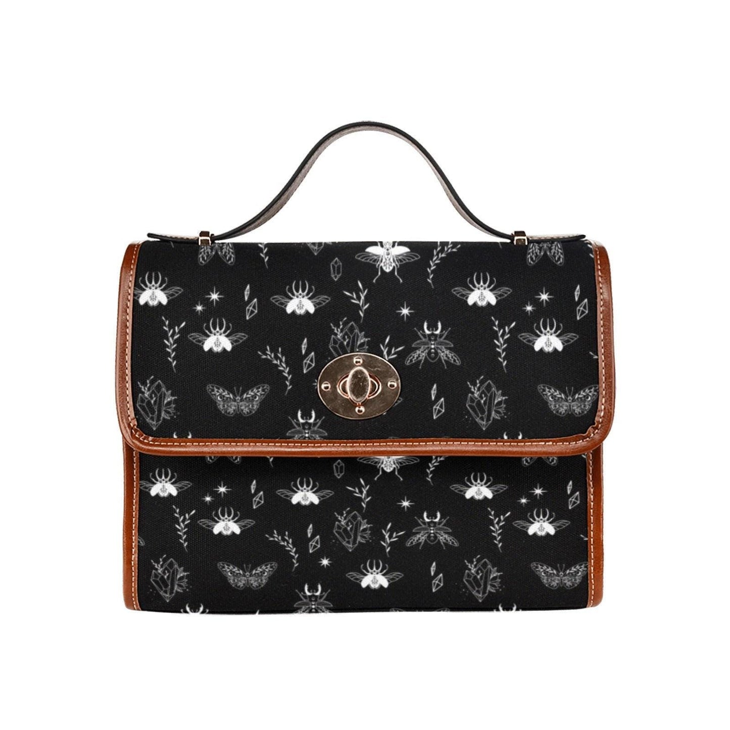 Moth and Beetle Print, Celestial Goth Purse, Dark Forest Insect Pattern, Witchy Bug Aesthetic Bag, Mystical Night Crossbody,Occult Gift Idea