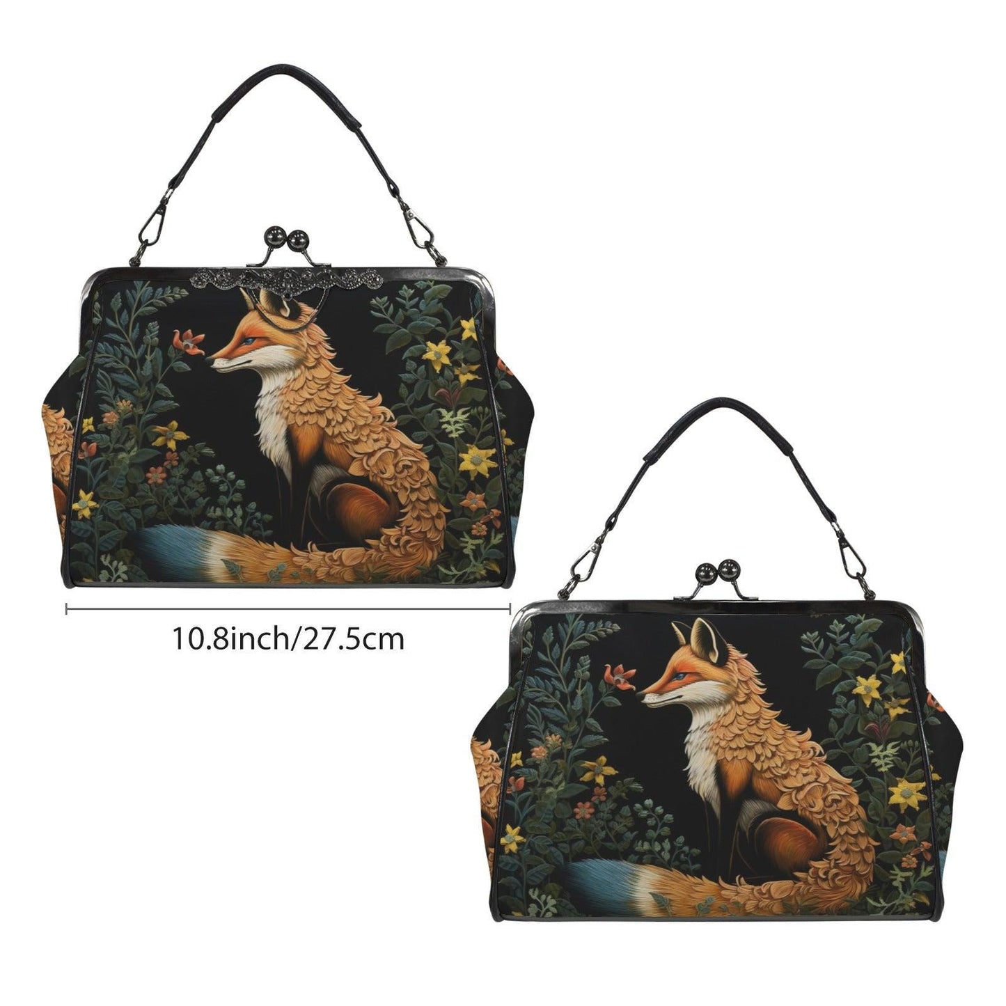 Fox Woodland Purse, Forest Animal Bag, Witchy Nature Clutch, Mystical Fox Crossbody, Woodland Gothic Satchel, Dark Animal,Enchanted Fox Gift