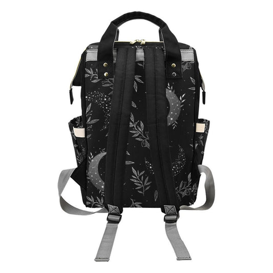 Wicca witch black Celestial Sun moon star Mommy backpack, Astrology boho New Mom Large utility large Waterproof Diaper Bag, postpartum gift
