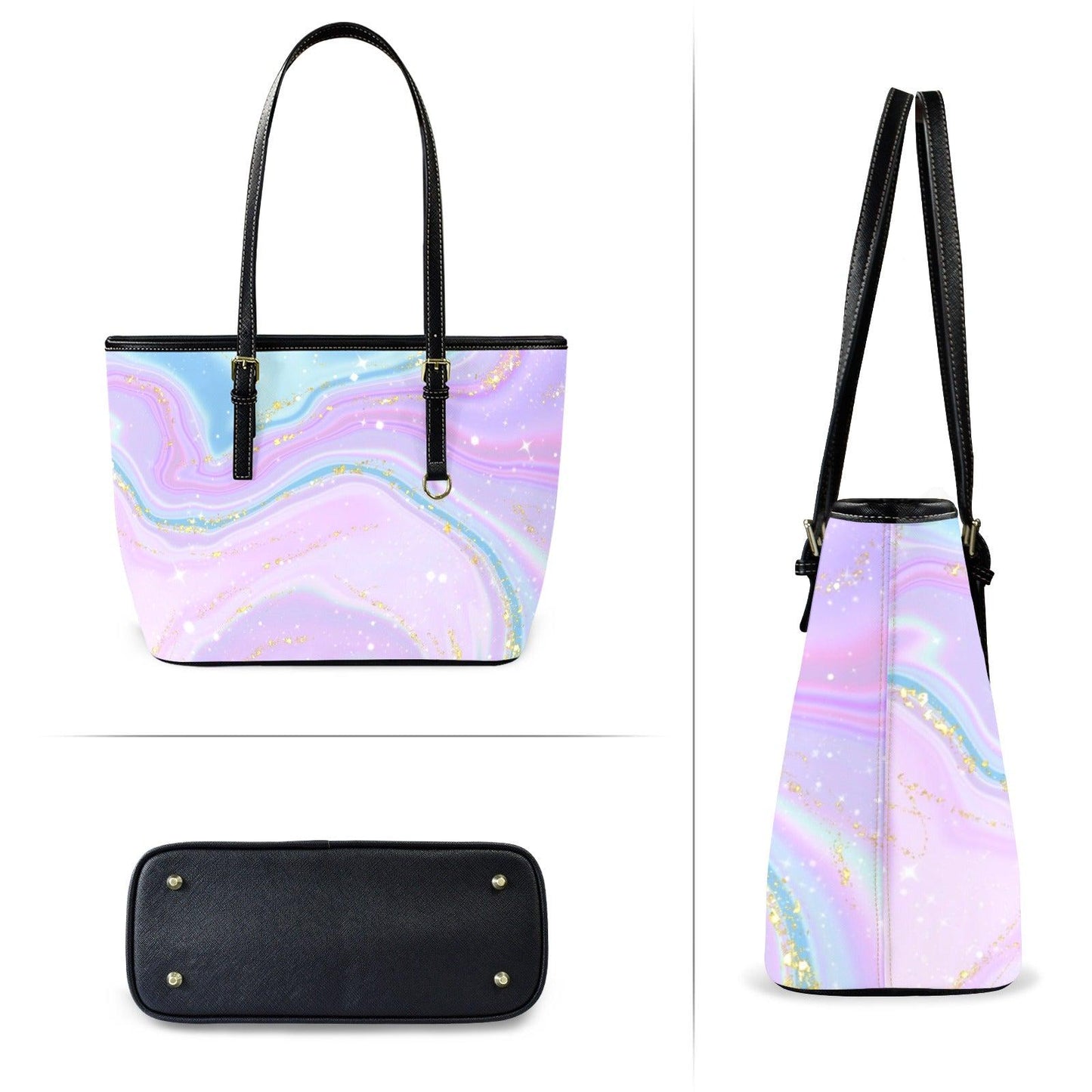Pastel Marble Tote Bag, Lavender Swirl Purse for Fairycore Style and Everyday Carry