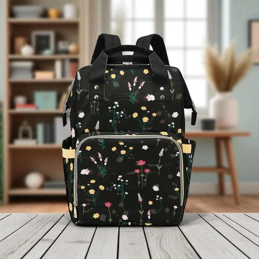 Wildflower Diaper Backpack, Cottagecore Mom Tote, Floral Baby Essentials, Botanical Nursery Bag, Boho Mom Gift, Nature-Inspired Diaper Bag