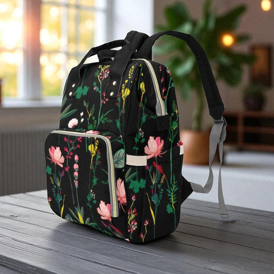Wildflower Diaper Bag Backpack: Cottagecore Floral Travel Satchel