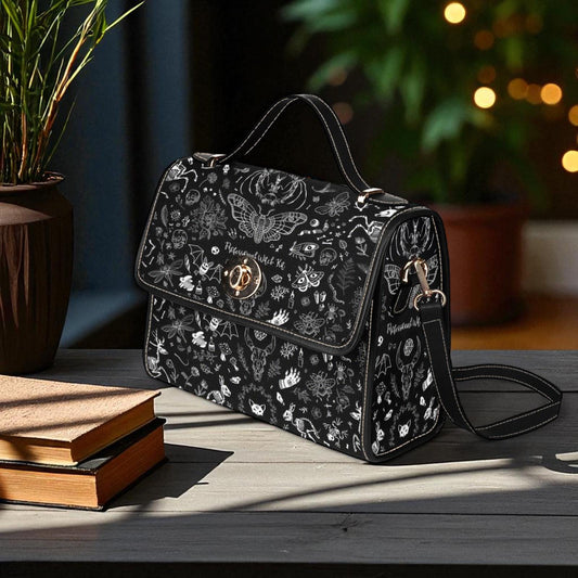 Dark Cottagecore Forest Satchel bag, Cute women gothic crossed body purse, cute vegan leather strap hand bag goth bag, hippies boho gift