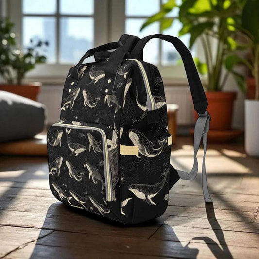 Whale Print Backpack, Ocean Diaper Bag, Teacher Work Bag, Mom Gift