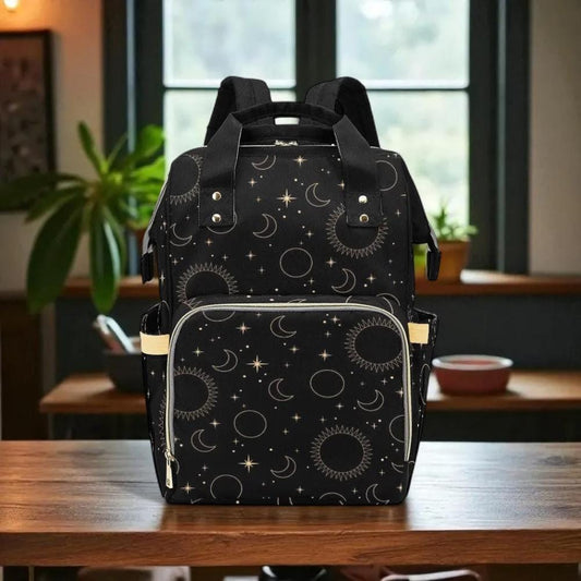 Moon Phase Backpack, Celestial Witch Diaper Bag, Astrology Travel Pack