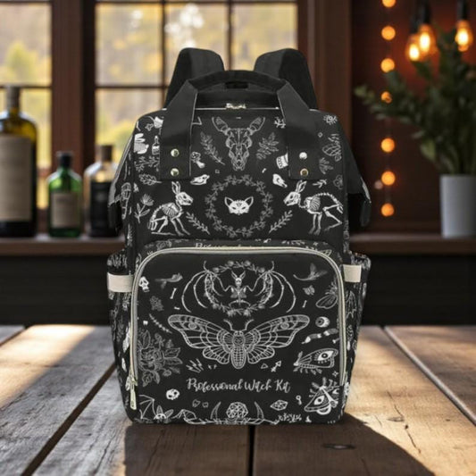 Goth Moth Diaper Bag Backpack, Celestial Witchy Baby Shower Gift. Insulated Travel Cooler for Boho Moms & New Parents. Perfect for Newborns!