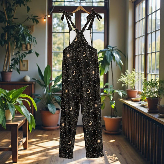 Moon and Stars Overalls Jumpsuit, Witchy Constellation Dungarees