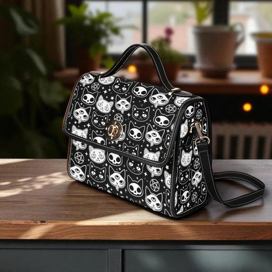 Spooky Cats Goth Satchel Bag Pastel Nu Occult Symbol Kawaii Alternative Witchy Vibes Purse