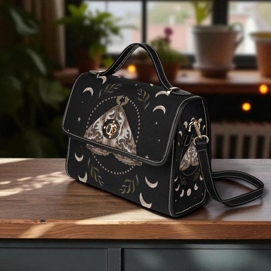 Luna Moth Handbag, Celestial Witch Purse, Gothic Moon Phase Gift for Her