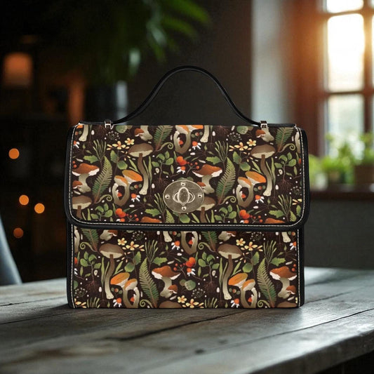 Cottagecore Mushroom Satchel Bag, Witchy Forest Handbag, Botanical Woodland Purse for Nature Lovers
