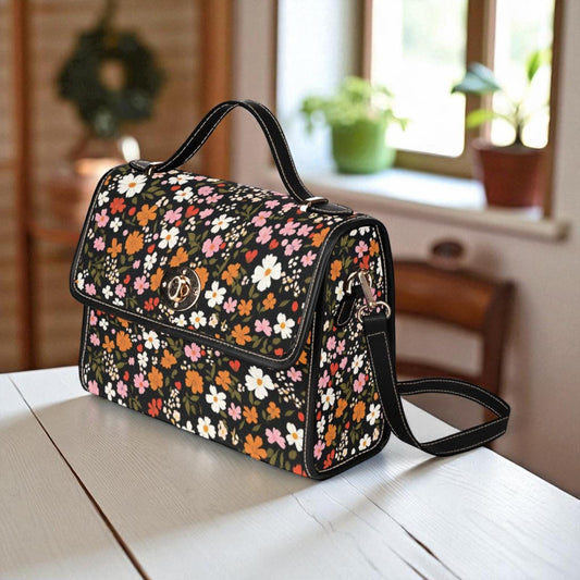 Whimsical Floral Cottagecore Purse, Retro Garden Print Bag, Soft Girl Spring Crossbody, Naturecore Flower Lover Handbag, Pastel Picnic Gift