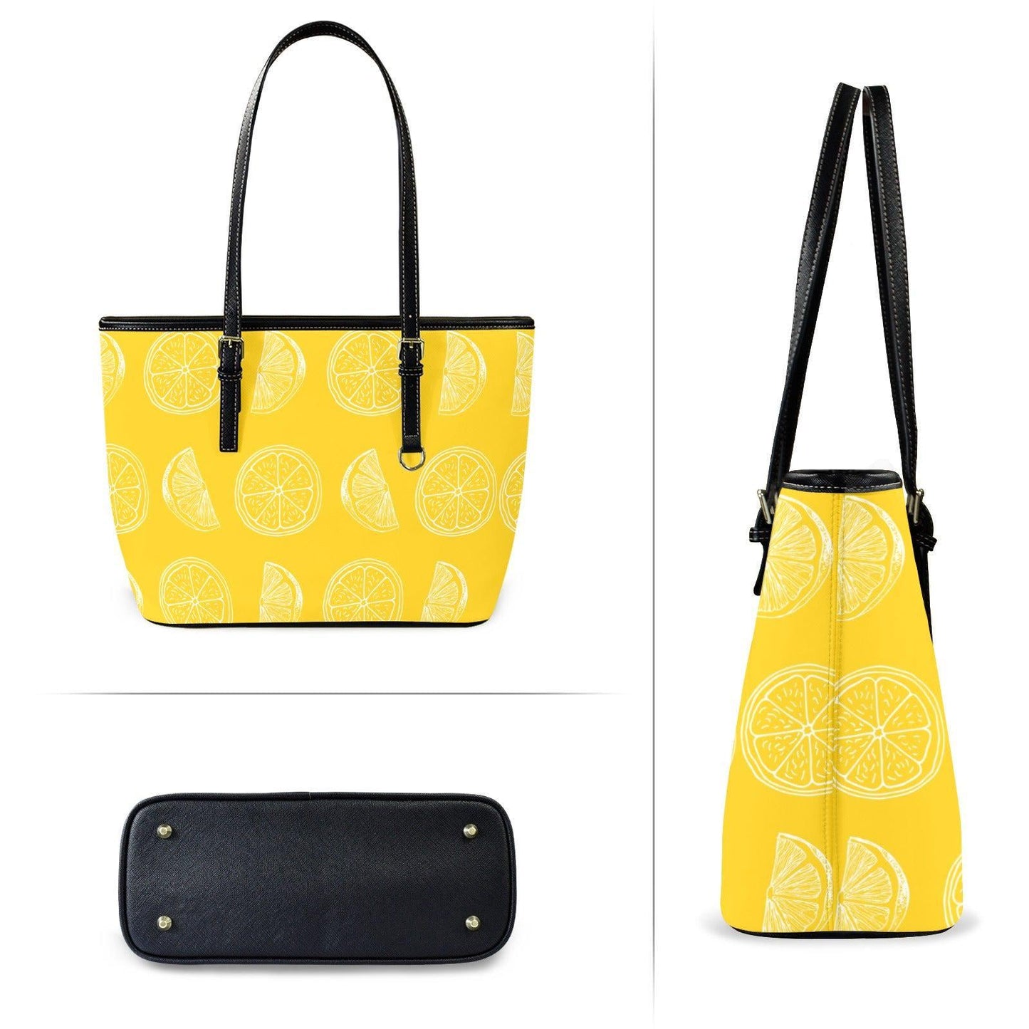 Lemon Tote Bag, Citrus Slice Shopper Purse, Yellow Summer Carryall for Resort Days