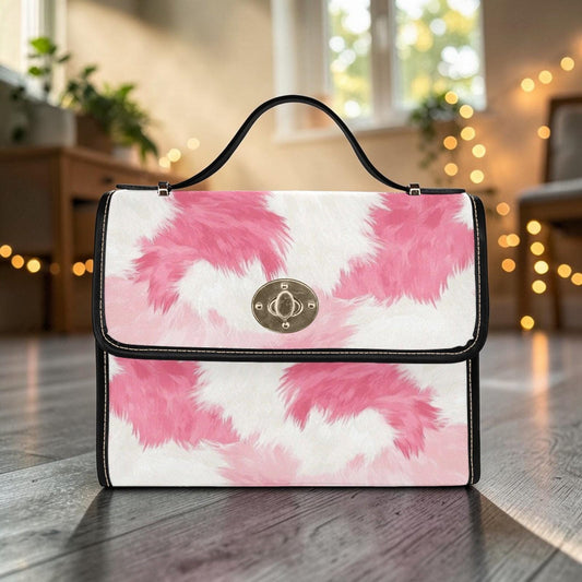 Pink Cow Print Satchel Purse Western Crossbody Handbag Y2K Girly Statement Bag