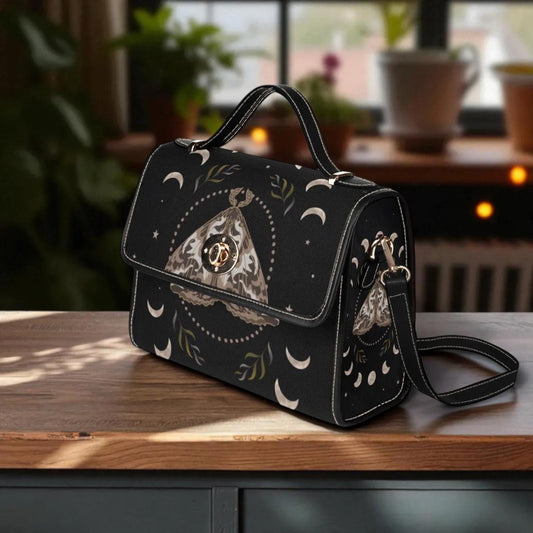 Luna Moth Handbag, Celestial Witch Purse, Gothic Moon Phase Gift for Her