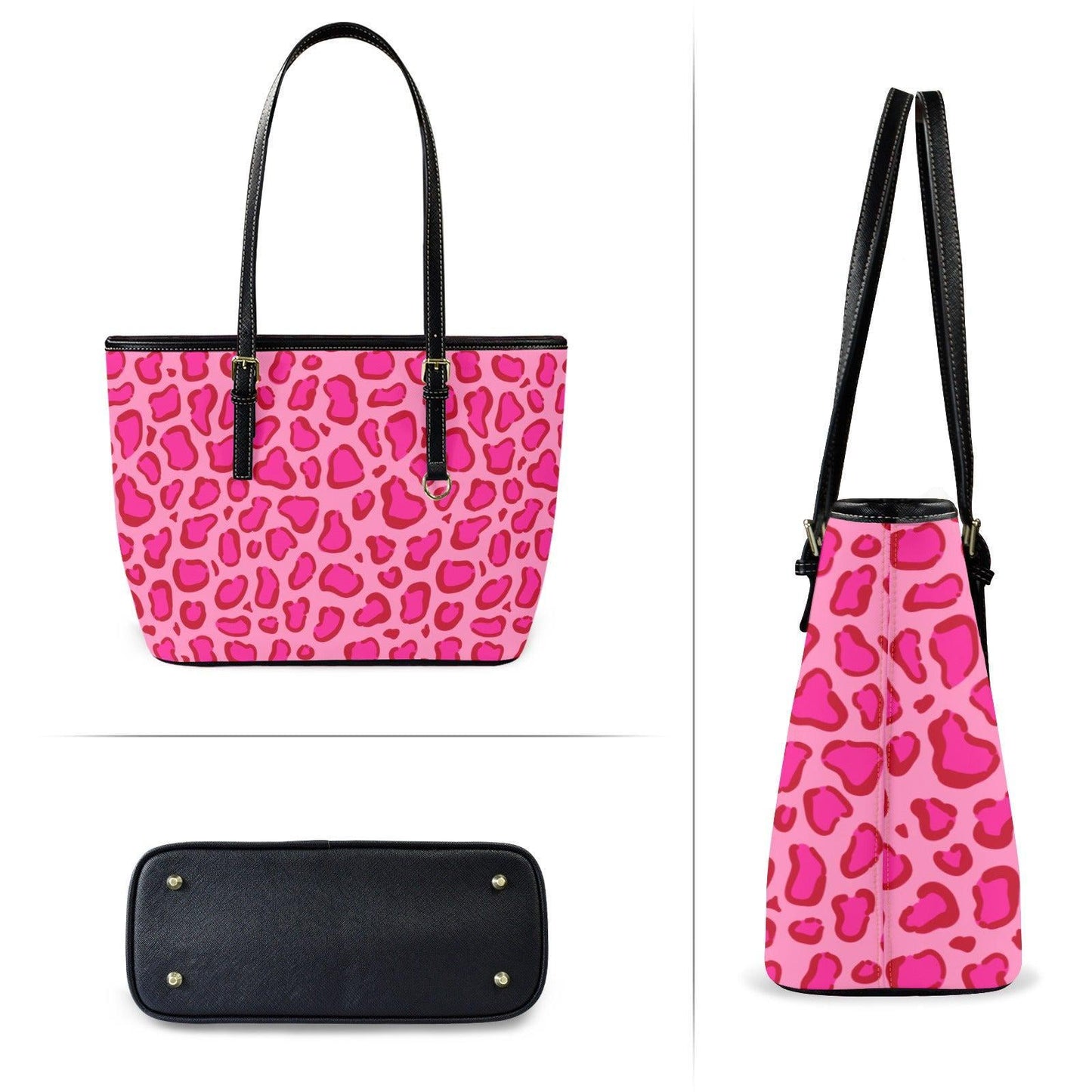 Pink Leopard Tote Bag, Y2K Animal Print Shoulder Purse for Bachelorette Trip and Pool Days