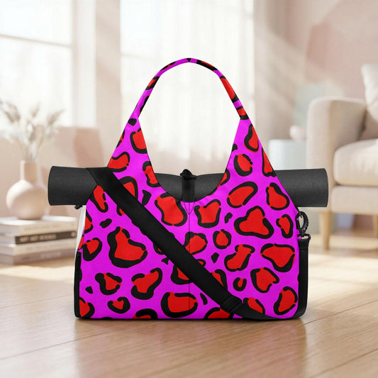 Pink Leopard Hobo Bag, Neon Animal Print Shoulder Purse, Y2K Statement Tote