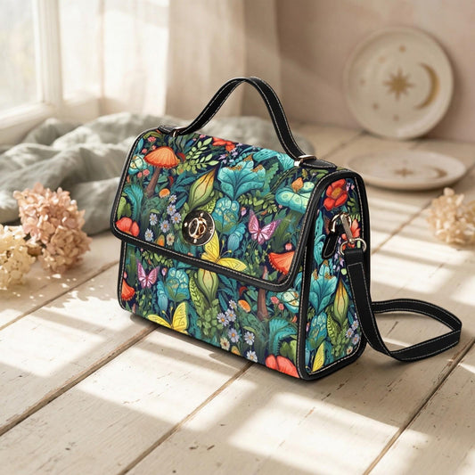 Mushroom Forest Handbag, Cottagecore Purse, Whimsical Nature Bag, Waterproof Canvas, Fairycore Gift