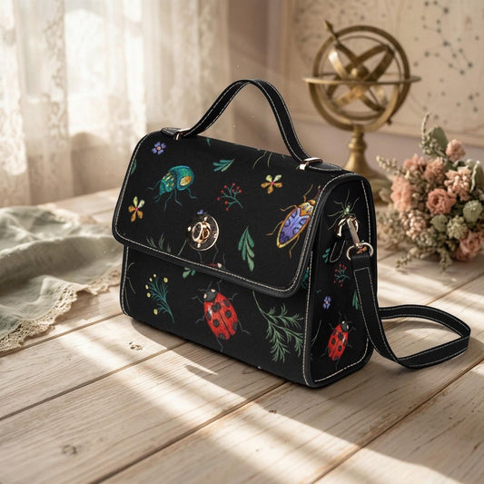 Bug Beetle Print Crossbody Bag, Naturecore Soft Goth Purse